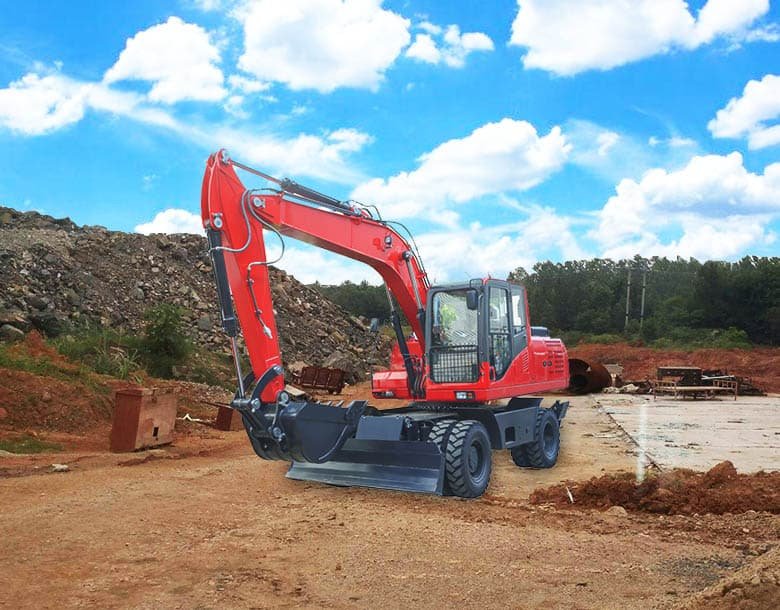 Wheeled excavator illustration