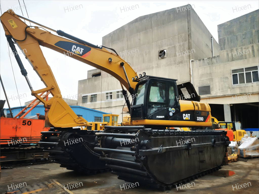 CAT Hixen excavator for construction, heavy-duty construction machinery, durable and reliable Caterpillar excavator, popular in industrial and civil engineering projects, advanced hydraulic system.