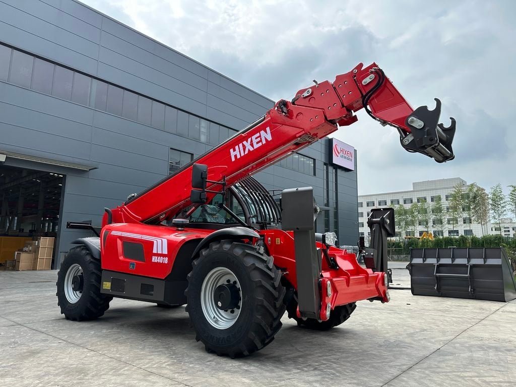 A high-capacity telehandler working on a large infrastructure project